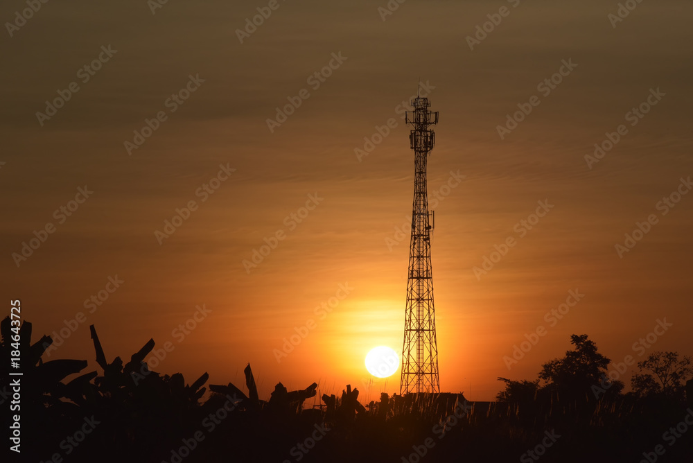 Sunset at the antenna radio village.