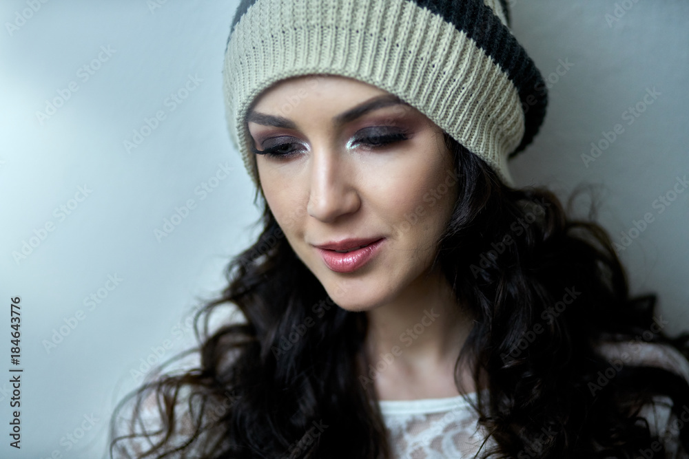 Portrait of a beautiful girl with fir wreath on his head. Magic. Amazing woman portrait. Beautiful girl with long hair. Portrait of a beautiful girl with fir wreath on his head. Magic. Amazing woman portrait. Beautiful girl with long hair.