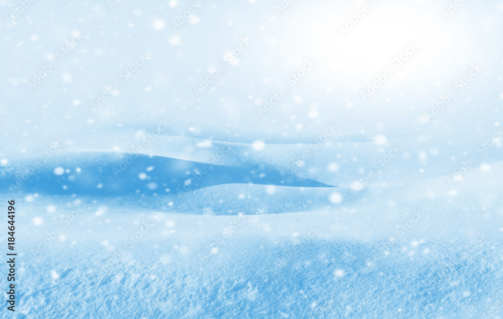 Winter landscape with deep snowdrifts and snowstorm Winter landscape with deep snowdrifts and snowstorm