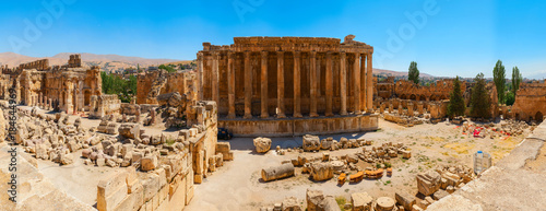 Baalbek Ancient city in Lebanon.Heliopolis temple complex.near the border with Syria.Panorama.remains photo