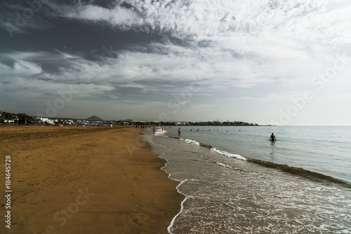 Spacious beach Los Pocillos. Lanzarote. Canary Islands. Spain