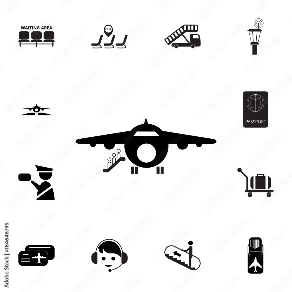 Getting on Board Icon. Set of airport element icons. Premium quality aviation graphic design collection icons for websites, web design, mobile app