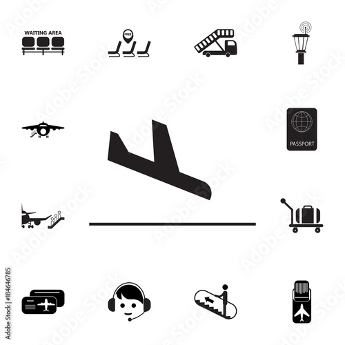 airplane landing icon. Set of airport element icons. Premium quality aviation graphic design collection icons for websites, web design, mobile app