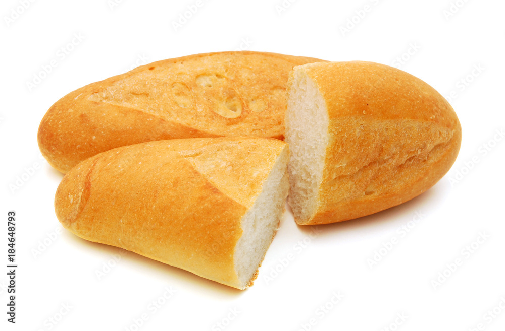 French rolls on a white background French rolls on a white background