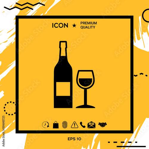 Bottle of wine and wineglass icon