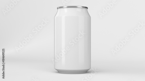 Blank small white aluminium soda can mockup on white background