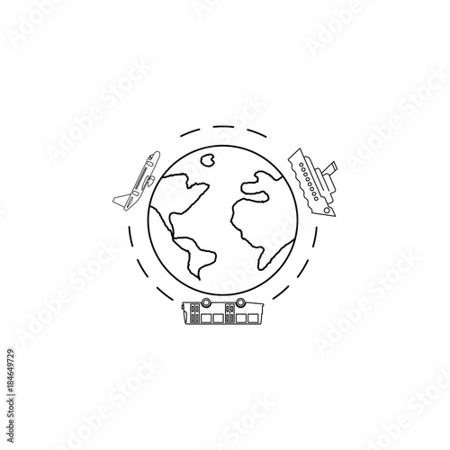 Travel Around The World By Airplane Bus And Ship Line Icon Travel Line Icon Element Of Rest Icon Premium Quality Graphic Signs Outline Symbols Collection Icon For Websites Stock Vector Adobe
