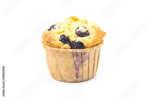 Blueberry muffins on white background