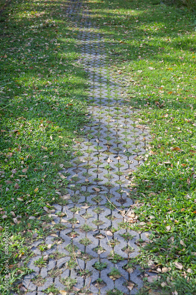 Brick block with small trees inserted.