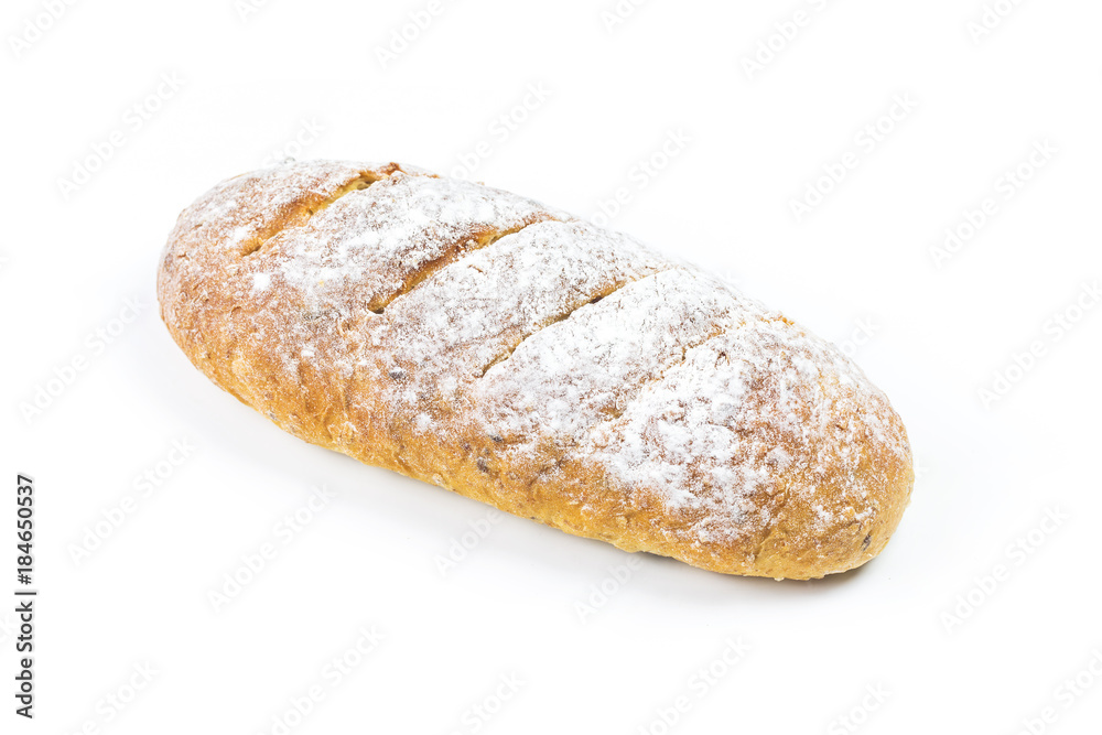 freshly baked bread isolated on white background Sliced bread, isolated on white