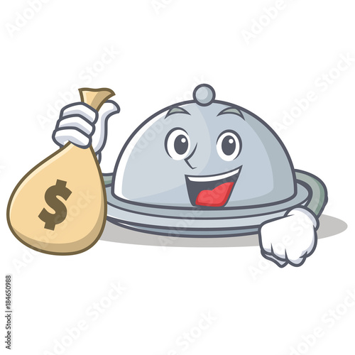 With money bag tray character cartoon style