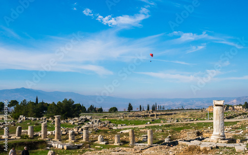 Ruins in ancient Greek city Hierapolis, Pamukkale, Turkey