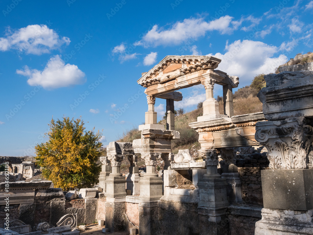 Historical ruins in the city in Ephesus, Turkey