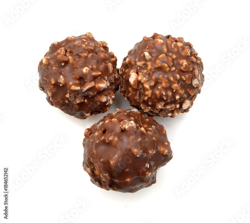 Chocolate candy on white background