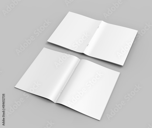 Photography Blank white catalog, magazines, book mock up on grey  background