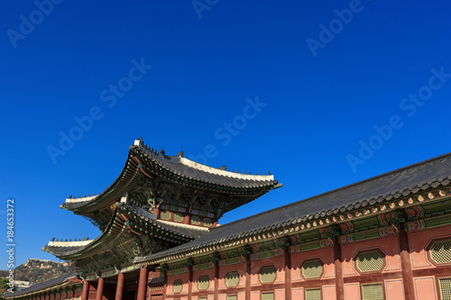 korean royal palace  landscape  Gyeongbokgung palace in seoul  korea.