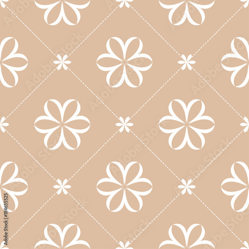White floral seamless pattern on beige background