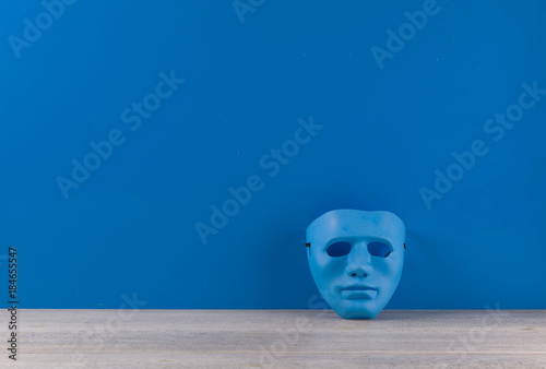 blue mask on a blue background
