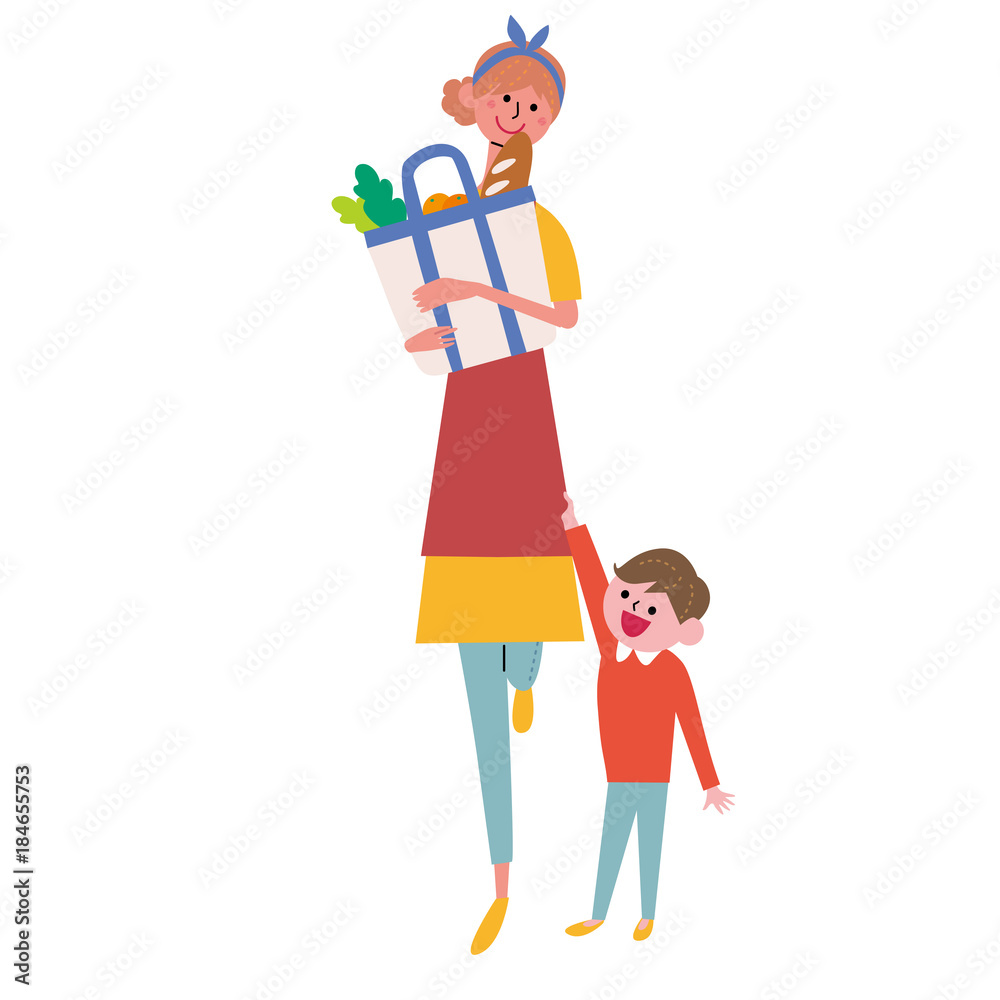 子育て 買い物 主婦 イラスト Stock Vector Adobe Stock