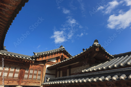 the wood house in korean royal palace, Gyeongbokgung, landscape
