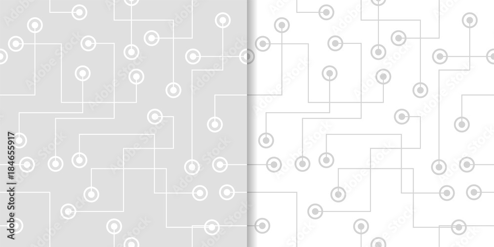 Light gray geometric set of seamless patterns Light gray geometric set of seamless patterns