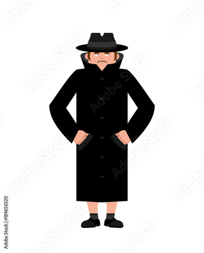 Exhibitionist Closed coat isolated. publicly expose intimate parts of his body. Vector illustration