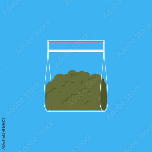 Marijuana plastic bag isolated. Drugs  in sachet. Vector illustration