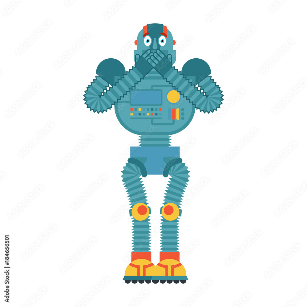 Robot scared OMG. Cyborg Oh my God emoji. Frightened Robotic man. Vector  illustration vector de Stock | Adobe Stock