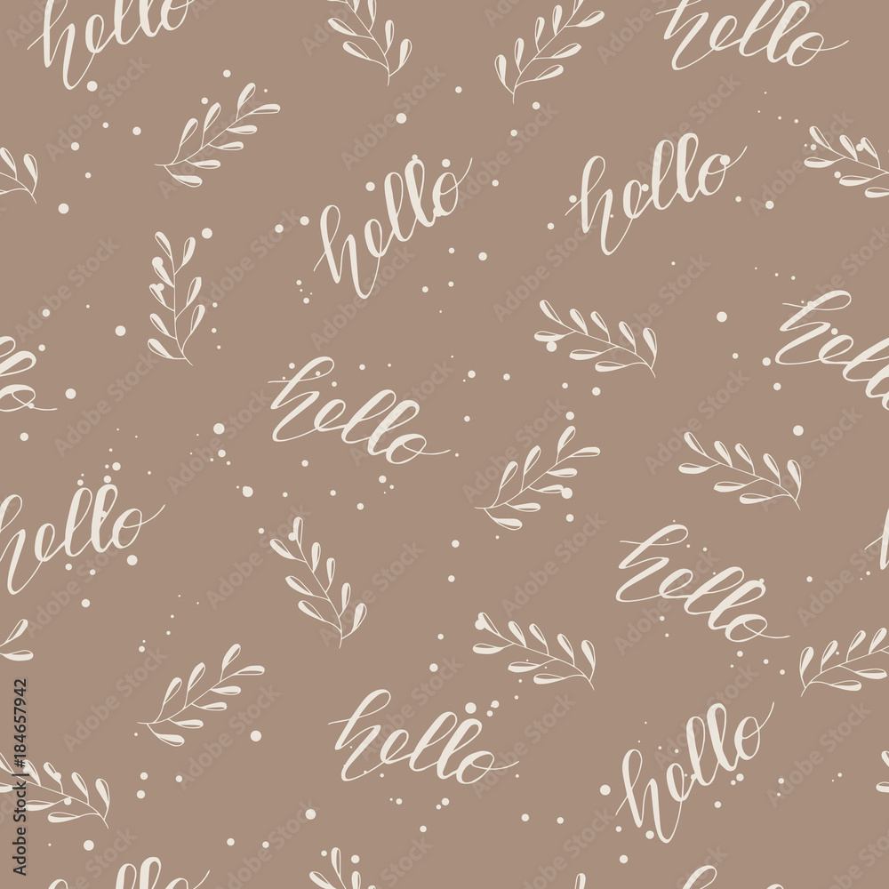 Seamless pattern with Lettering Hello. Vector illustration. Seamless pattern with Lettering Hello. Vector illustration.