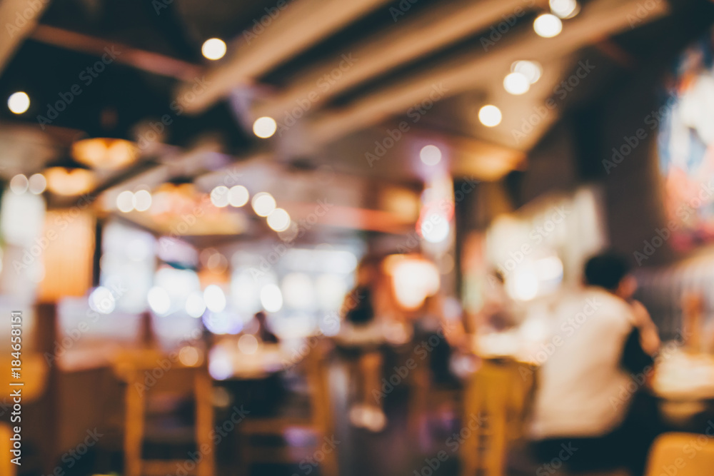 Restaurant cafe or coffee shop interior with people abstract blur background  Stock Photo | Adobe Stock
