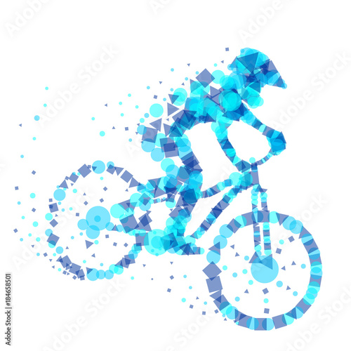 Mountain biker, silhouette of abstract vector bicyclist.