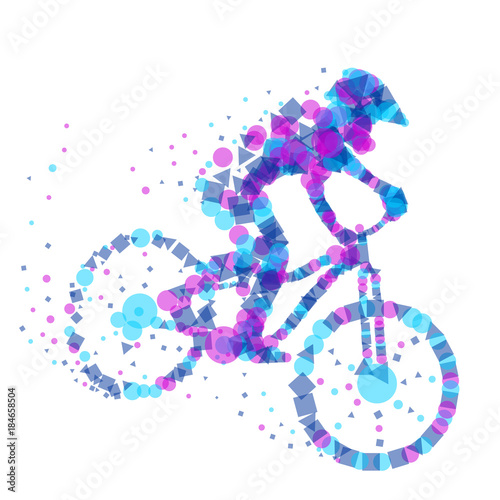 Mountain biker, silhouette of abstract vector bicyclist.