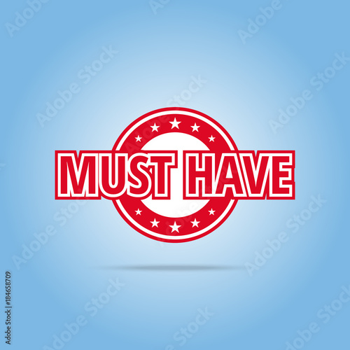 Must have label. Red color, isolated on white.