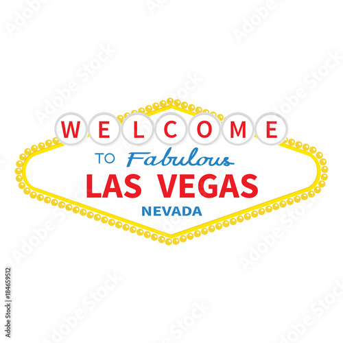 Welcome to Las Vegas sign icon. Classic retro symbol. Nevada sight showplace. Flat design. White background. Isolated.