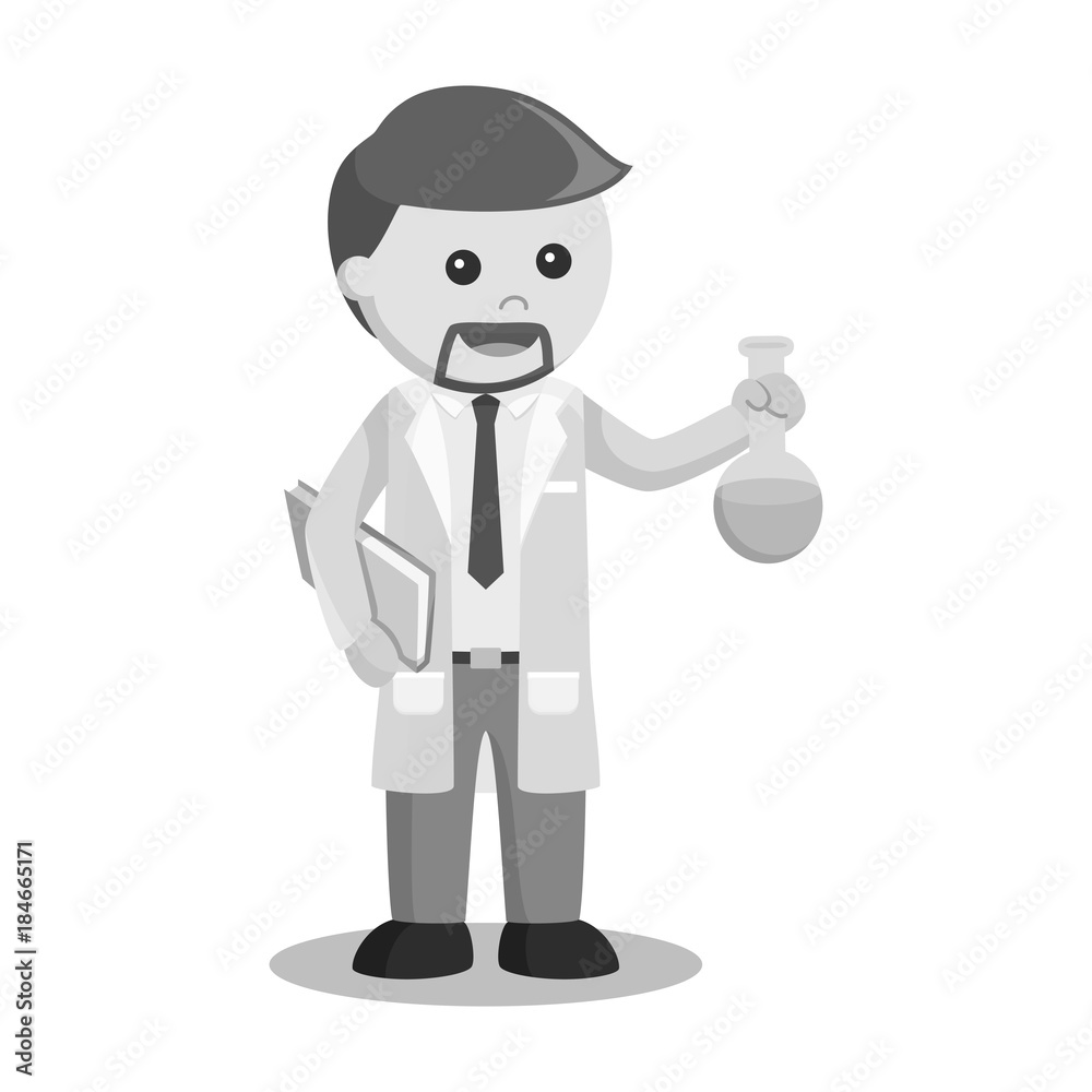 Scientist holding test tube black and white style
