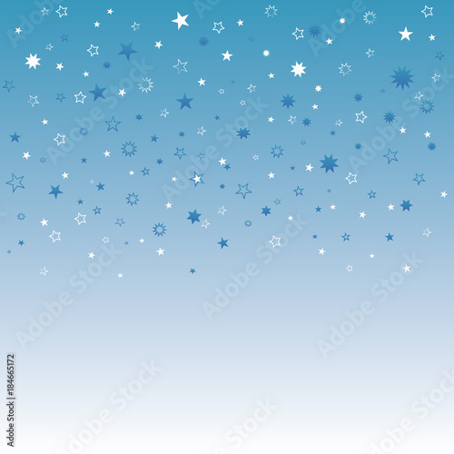 Blue gradient background with stars in different dimensions and shapes - Eps10 vector graphics and illustration