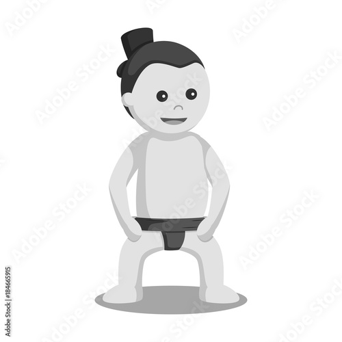 Sumo wrestler steady pose black and white style