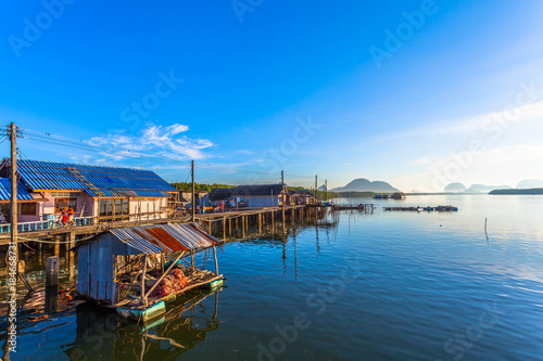 Bansamchong fishing village in Phang Nga province. the fishing village is inside the pine forest and mangrove forest. in front of Bansamchong fishing village have pier for transport to Andaman sea.