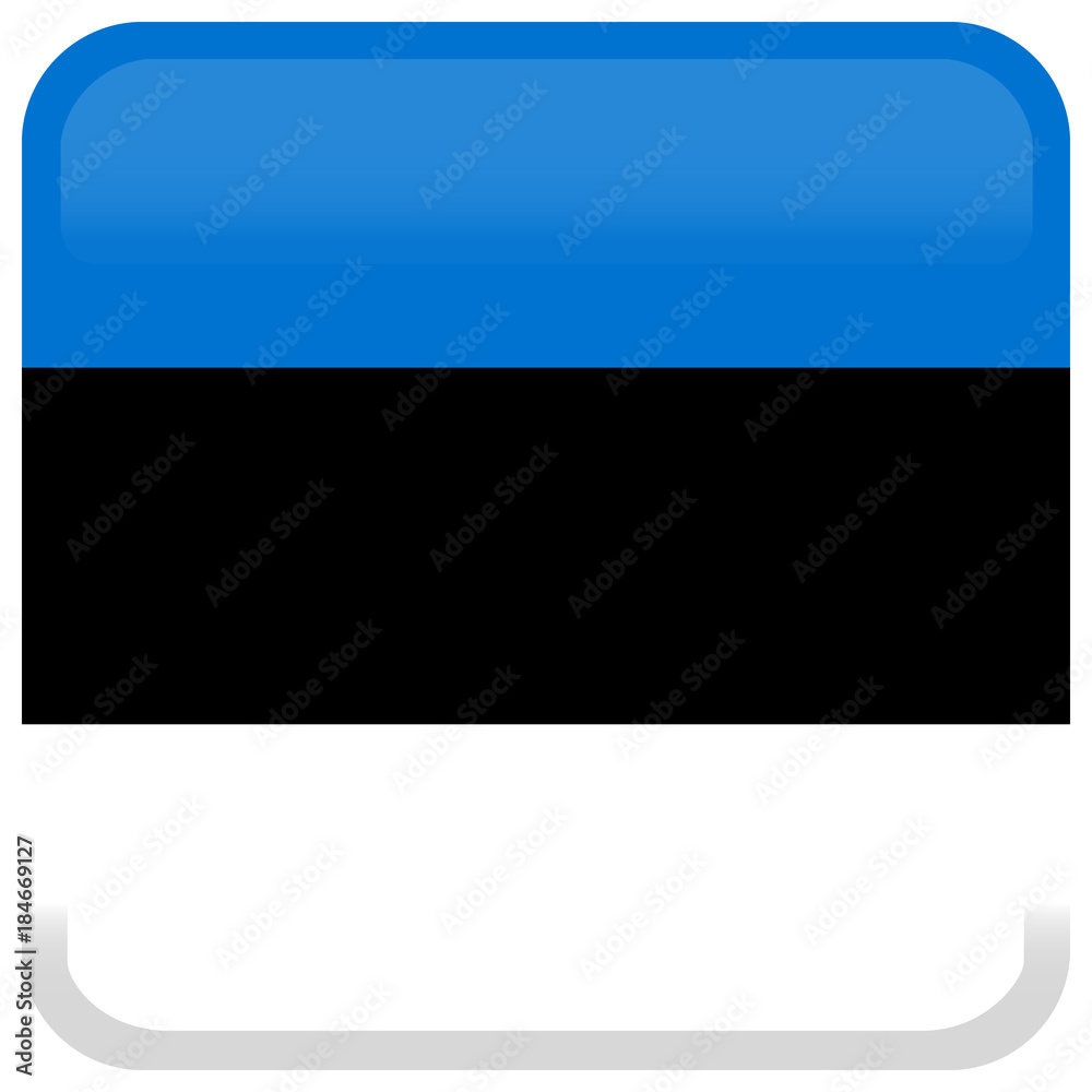 Flag of Estonia. Abstract concept, icon, square, button. Vector illustration on white background.