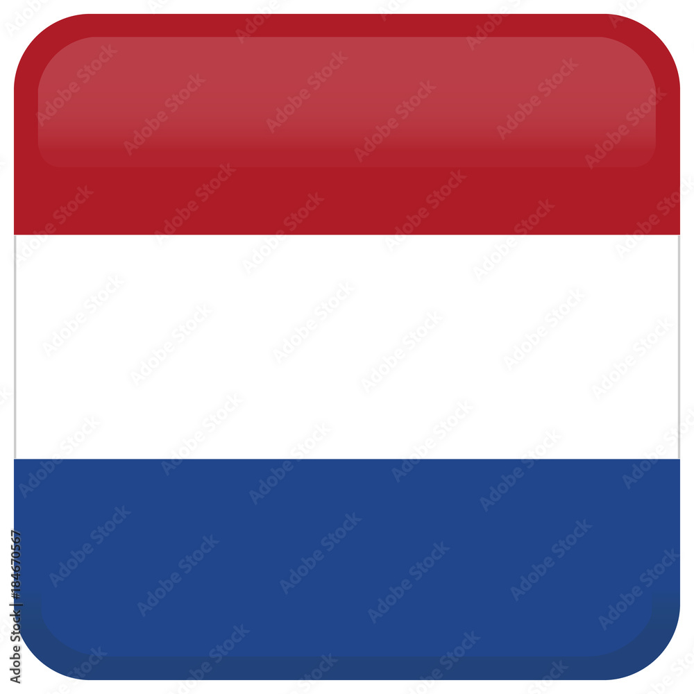 Flag of Netherlands. Abstract concept, icon, square, button. Vector illustration on white background. Flag of Netherlands. Abstract concept, icon, square, button. Vector illustration on white background.