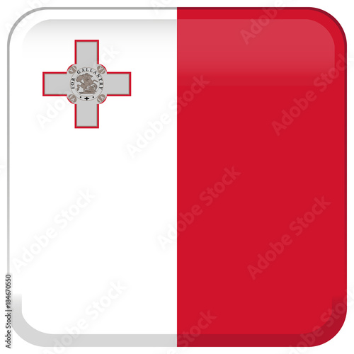 Flag of Malta. Abstract concept, icon, square, button. Vector illustration on white background.