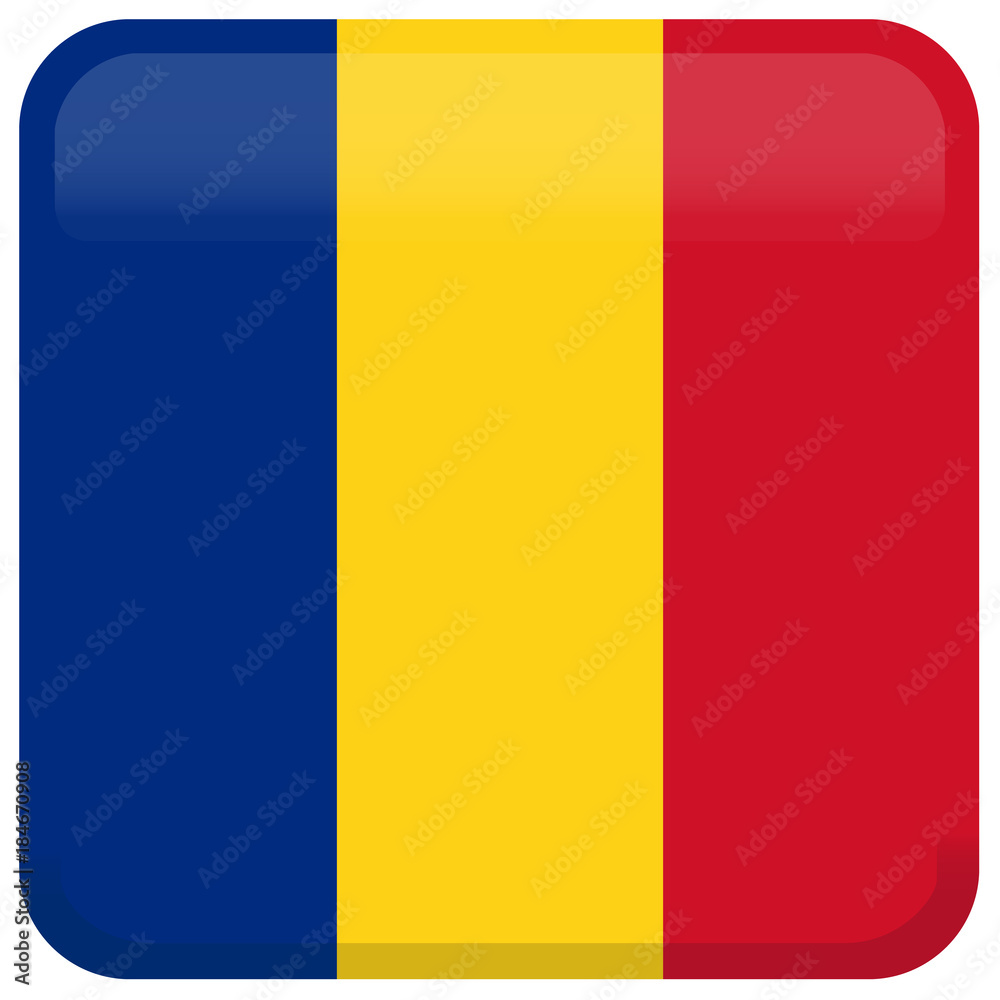 Flag of Romania. Abstract concept, icon, square, button. Vector illustration on white background. Flag of Romania. Abstract concept, icon, square, button. Vector illustration on white background.