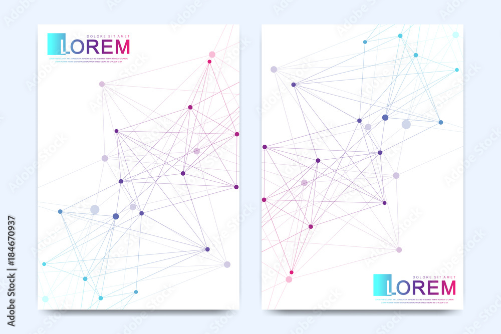 Modern vector template for brochure, Leaflet, flyer, advert, cover, catalog, magazine or annual report. Geometric pattern with connected lines and dots. Cybernetic dots. Lines plexus. Card surface Modern vector template for brochure, Leaflet, flyer, advert, cover, catalog, magazine or annual report. Geometric pattern with connected lines and dots. Cybernetic dots. Lines plexus. Card surface