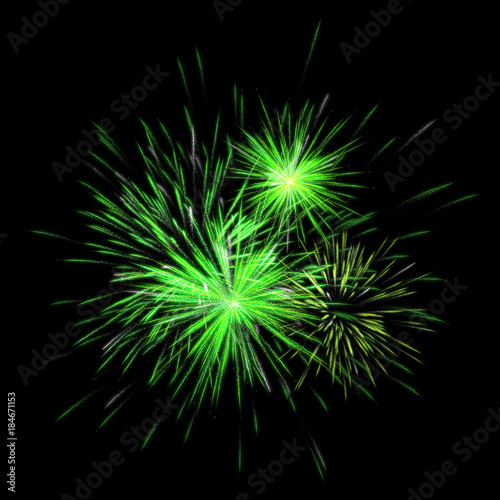 fireworks color green on black background