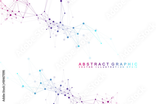 Futuristic background communication, globalization. Lines and dots connected to Science fiction scene. Modern vector template for your design