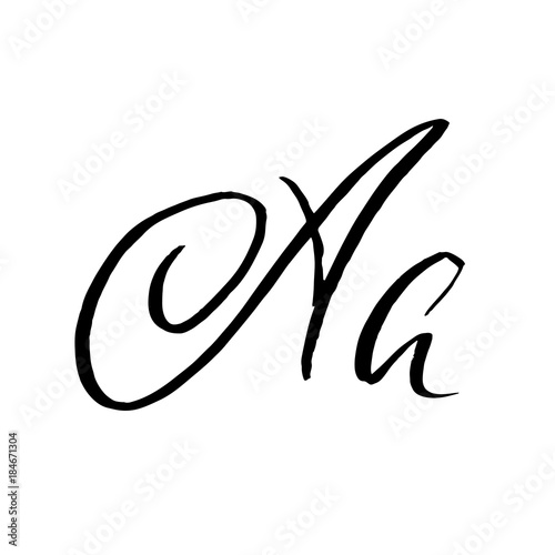 Letter A. Handwritten by dry brush. Rough strokes font. Vector illustration. Grunge style elegant alphabet.