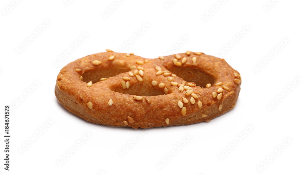 Salty handmade pretzels isolated on white background
