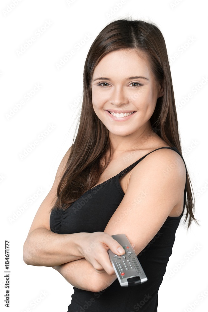 Woman Using Remote Control Woman Using Remote Control