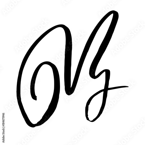 Letter B. Handwritten by dry brush. Rough strokes font. Vector illustration. Grunge style elegant alphabet.