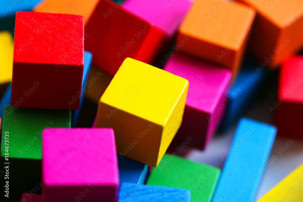 Colourful wood blocks stack game with copy space, playing and learning Colourful wood blocks stack game with copy space, playing and learning